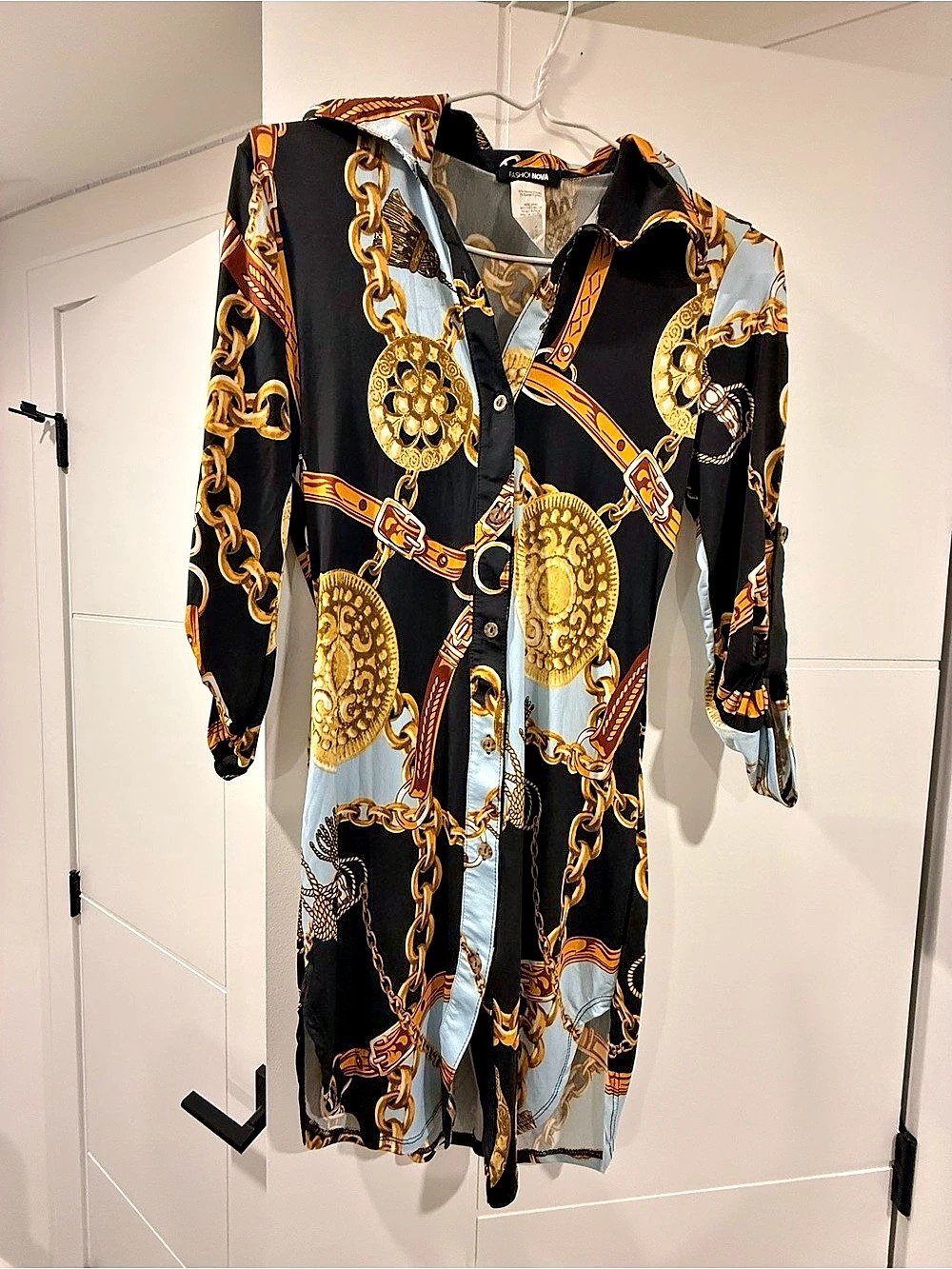 Fashion Nova Chain Print Long Sleeve Mini Dress